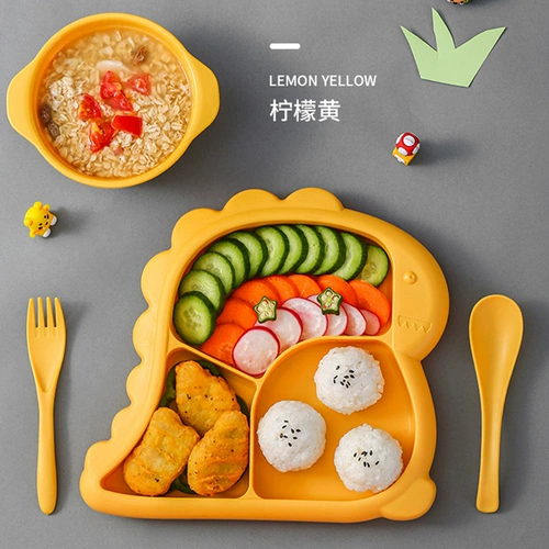 Обеденная тарелка для кормления, детская силиконовая трубочка для прикорма для еды, ложка для тренировок, стульчик для кормления, посуда, комплект