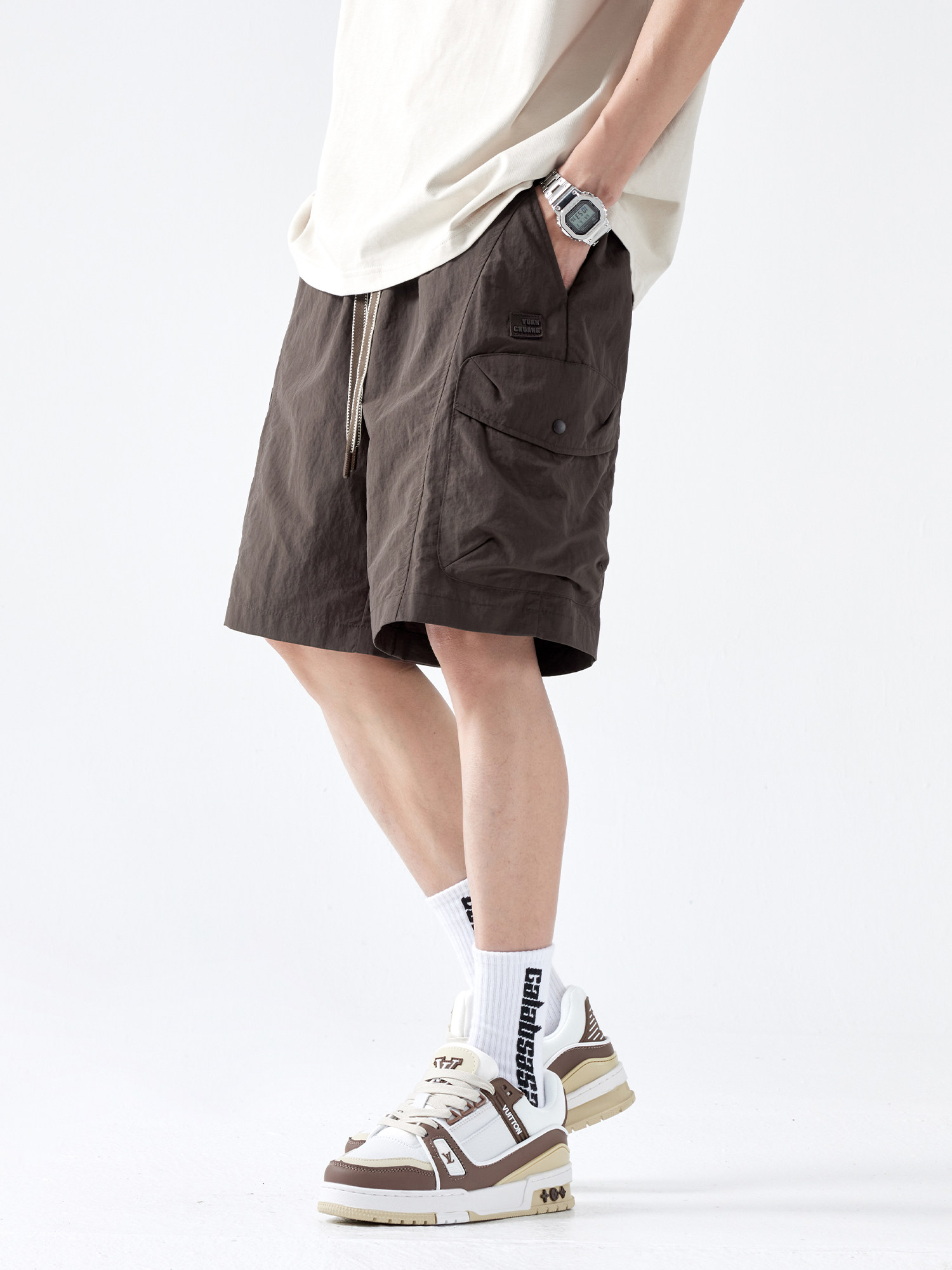 RHRB JAPANESE MENS SHORTS SUMMER THIN COOL FEELING QUICK DRY TIDE BRAND FIVE-POINT LOOSE ATHLEISURE PANTS MEN