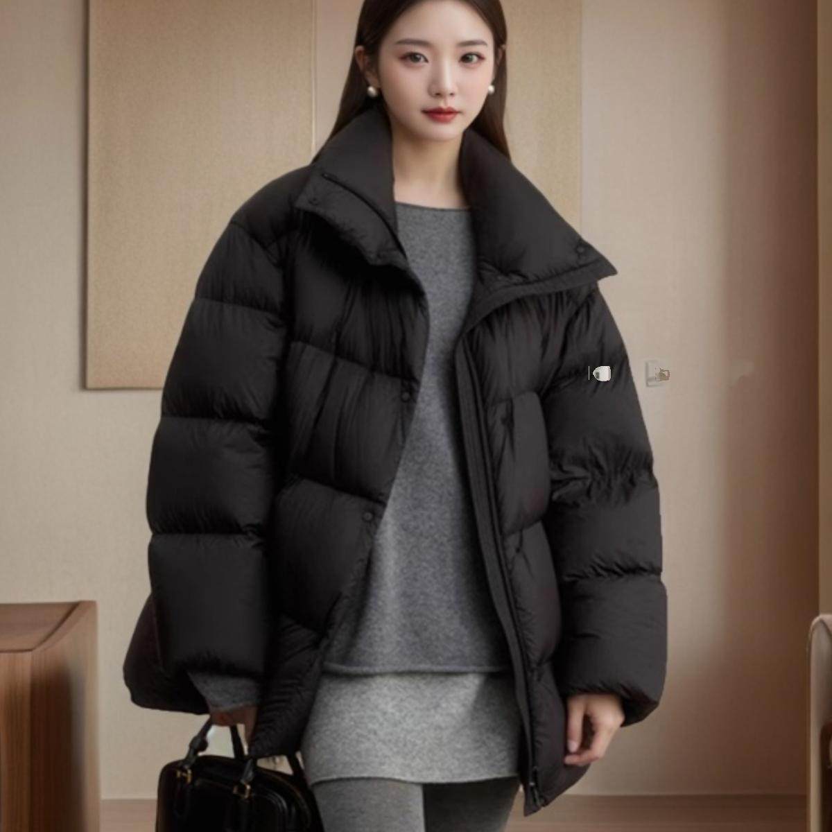 【捷克白鹅绒】致家同款轻雪羽绒服24冬新款面包服中长款泡芙羽绒