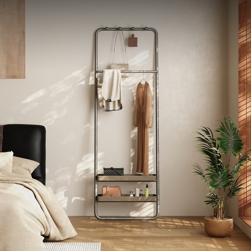 意式极简落地小型不锈钢衣帽架