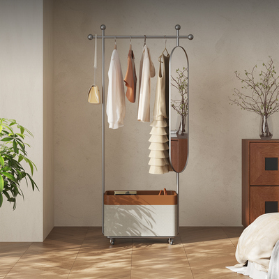 意式极简可移动挂衣架带镜子
