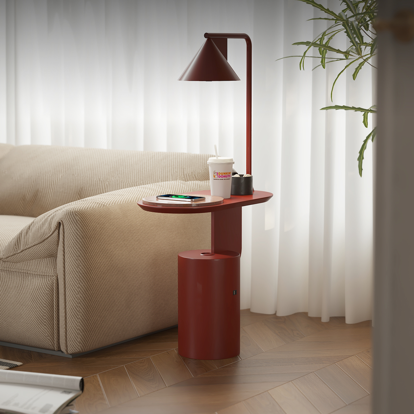 意式轻奢卧室落地灯边几