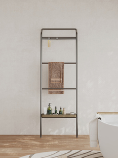 意式极简卫生间落地置物架家用浴室不锈钢毛巾收纳架子立式衣帽架