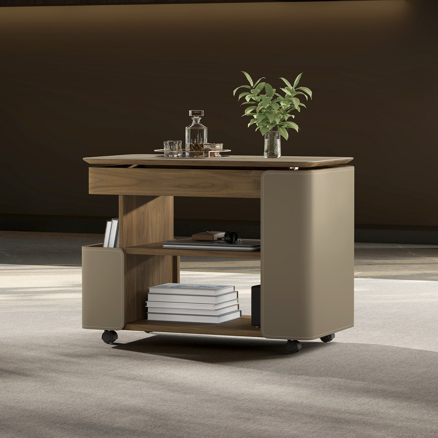 萨尼莱意式轻奢移动茶几家用客厅沙发边几可升降多功能小推车边柜,住宅家具,移动边几/推车,淘宝优惠券,粉丝福利购,淘宝优惠卷