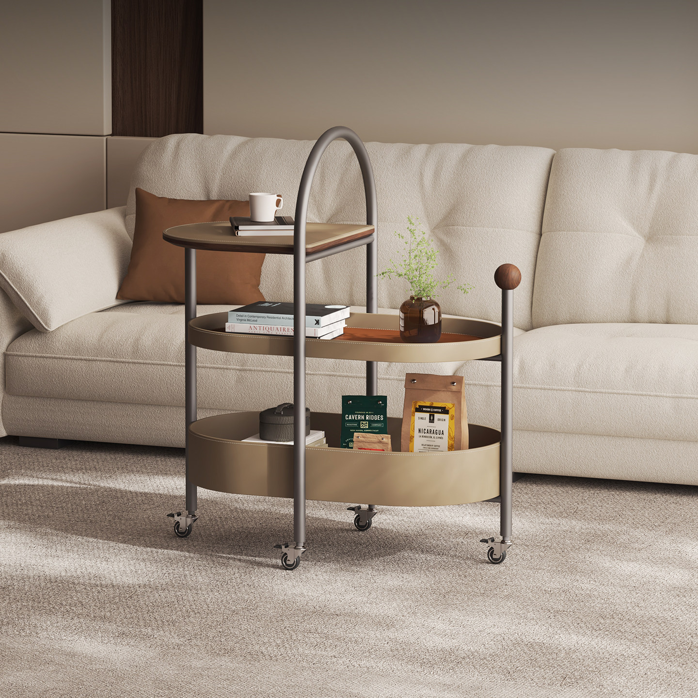 意式极简沙发边几家用客厅小户型马鞍皮边桌多功能小推车置物架子,住宅家具,移动边几/推车,淘宝优惠券,粉丝福利购,淘宝优惠卷