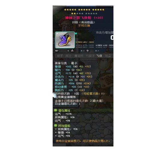 冒险岛装备路西德神秘鞋子37%属性