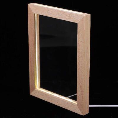 LED Photo Frame Night Light Cedar Wood Marcos Fotos