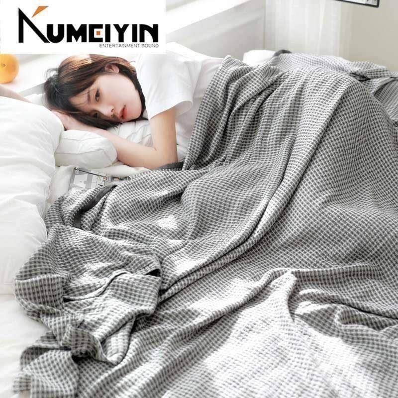 -Bamboo fiber waffle washed summer cool blanket towel blank