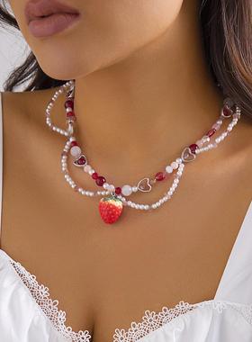 Jewelry Beaded Necklace Love Cross Necklace个性项炼