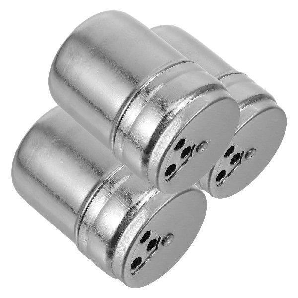 3pcs Stainless Steel Spice Dispenser Jars Mini Condiment
