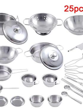 25pcs MINI Kitchen Utensils Toys Set For Kids Girl Stainless