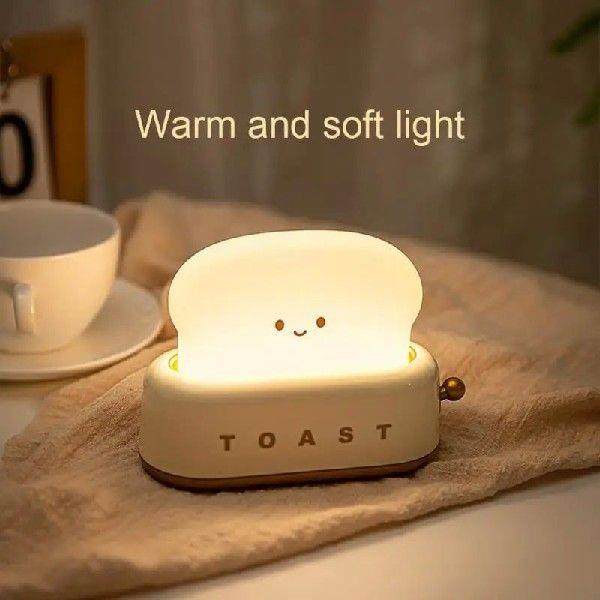 Cartoon LED Night Light Cute Home Decor Kawaii Bread Table