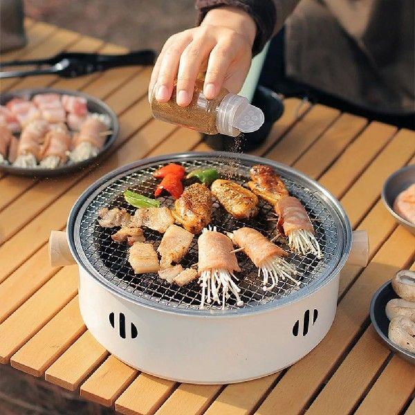 Charcoal BBQ Stove Portable Barbecue Grill Pan with Grill