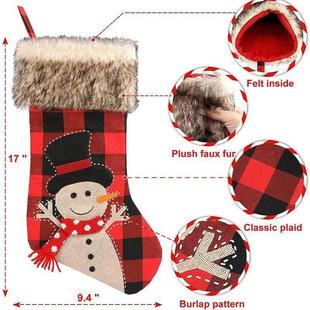Bag Gift Plaid Santa Favor Christmas Stocking Sock
