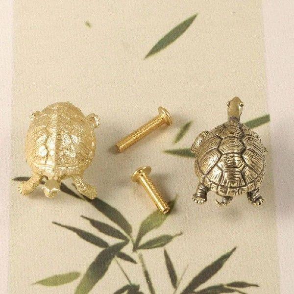Retro Golden Coin Turtle Brass Handle Vintage Furniture