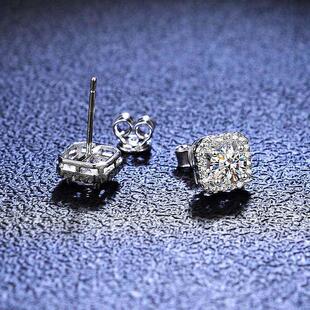 Real Moissanite Stud Earrings For Boys Girls 1CT 2CT Platinu