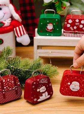 Metal Square Mini Christmas Candy Gift Box Leather Bag Chris