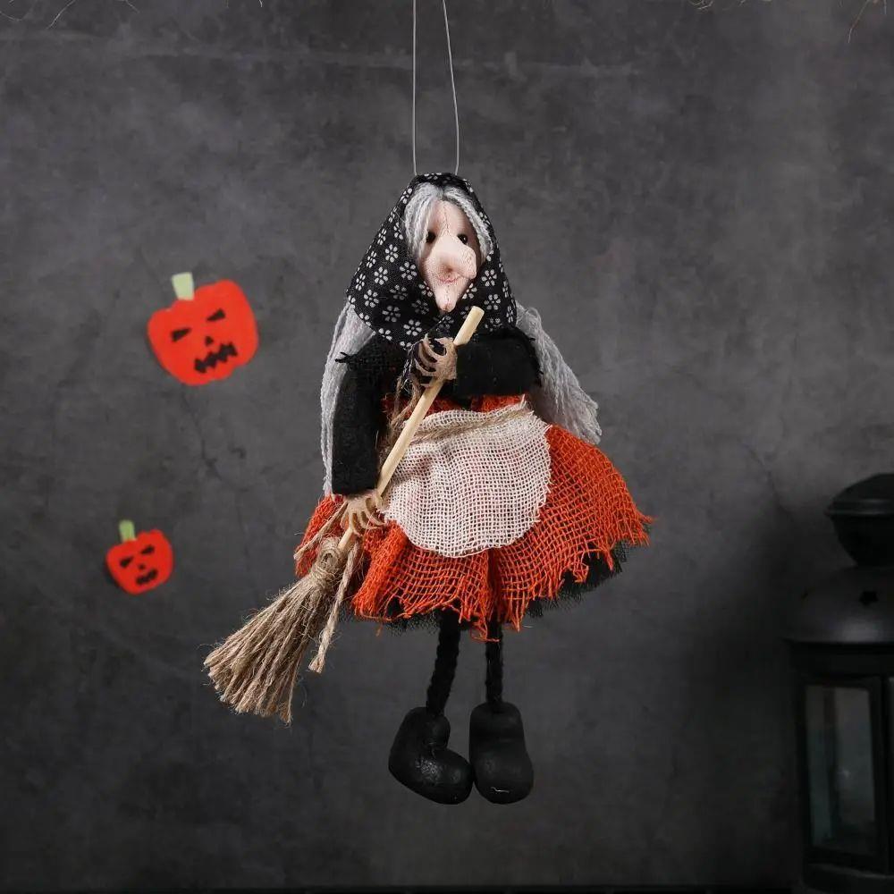 Creative Scary Halloween Apron Witch Doll Funny Cute Broom
