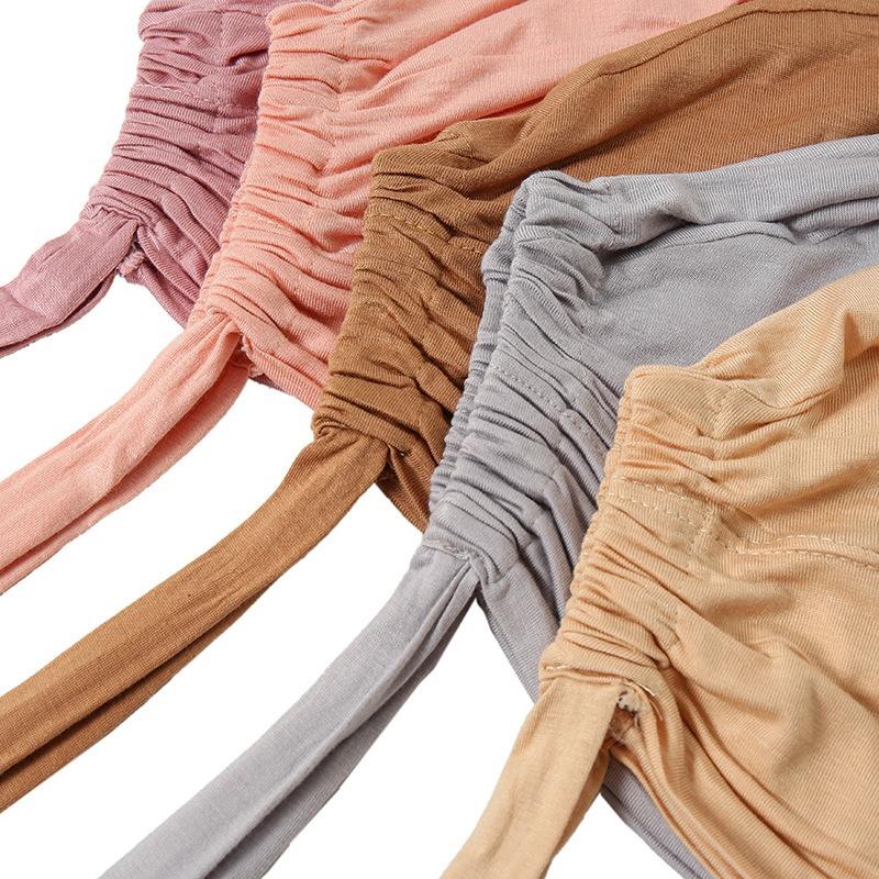 女士头巾帽女纯色松紧弹性民族风打底帽系绳子可调节化疗帽Caps