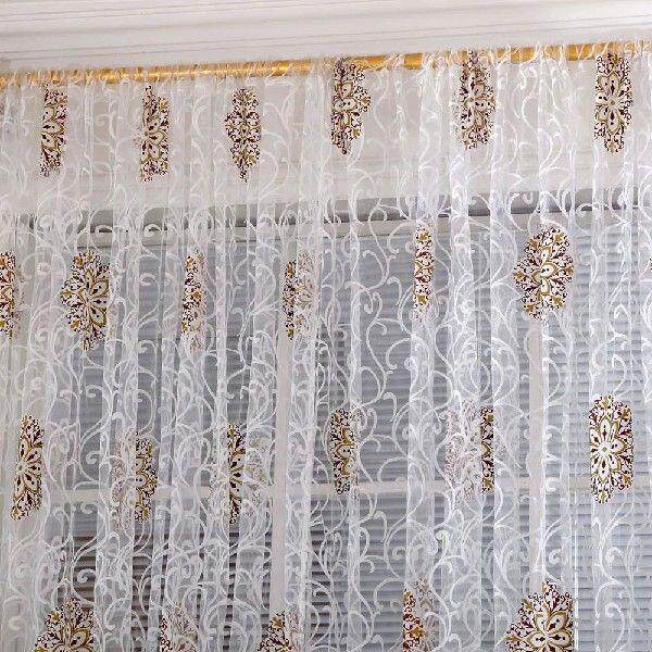 Embroidered Sheer Curtains For Bedroom White Tulle Window