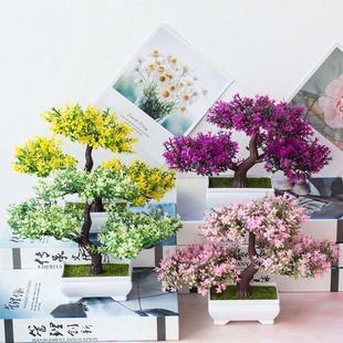 Small Tree Flowers Plants Plant Bonsai Fake Artificial Pot