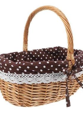 Rattan Storage Basket Empty Picnic Fruit Picking