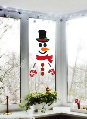 Christmas Door Window Stickers Felt Cloth Snowman Santa Clau