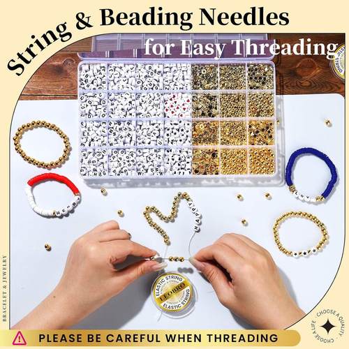 Gold Spacer Letter Beads Set Diy Bracelet Making For Girls