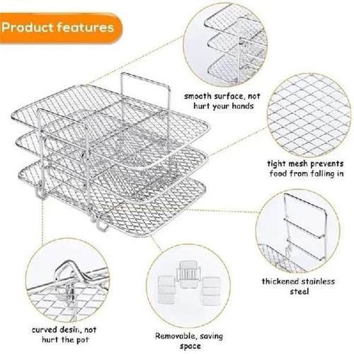 3 Tier Air Fryer Rack Multi-layer Dehydrator Rack Toast