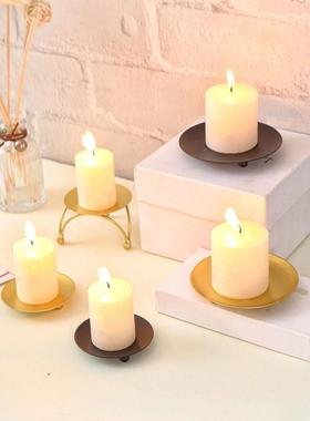 Iron Plate Candle Holder Pillar Art Decorative Pedestal For