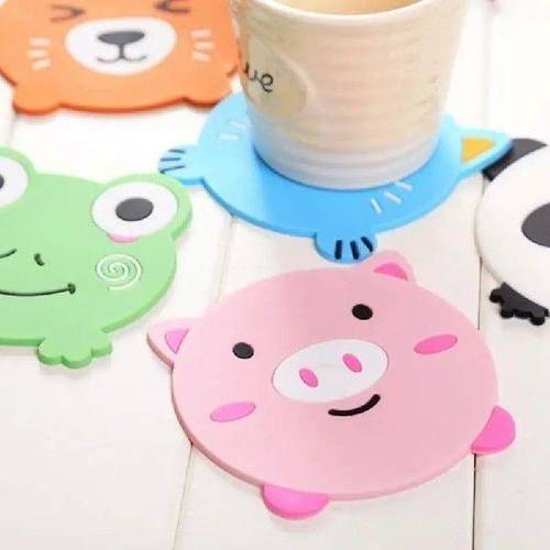 1/2/5PCS Cartoon Coaster Silicone Mat Drink Cup Coasters