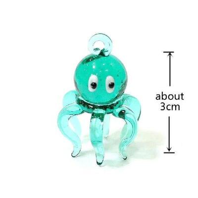 Cute Tiny Octopus Murano Glass Charm Pendant Aquarium Decor