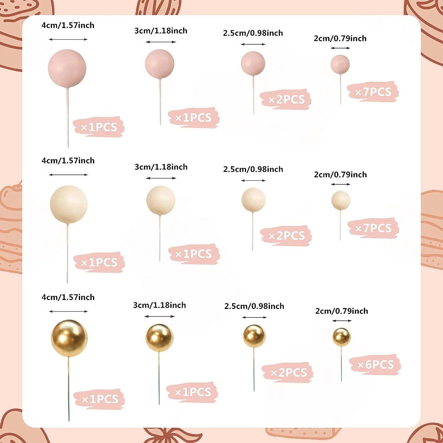 Apricot Gold Light Brown Ball Cake Topper Shaped Cupcake Ins