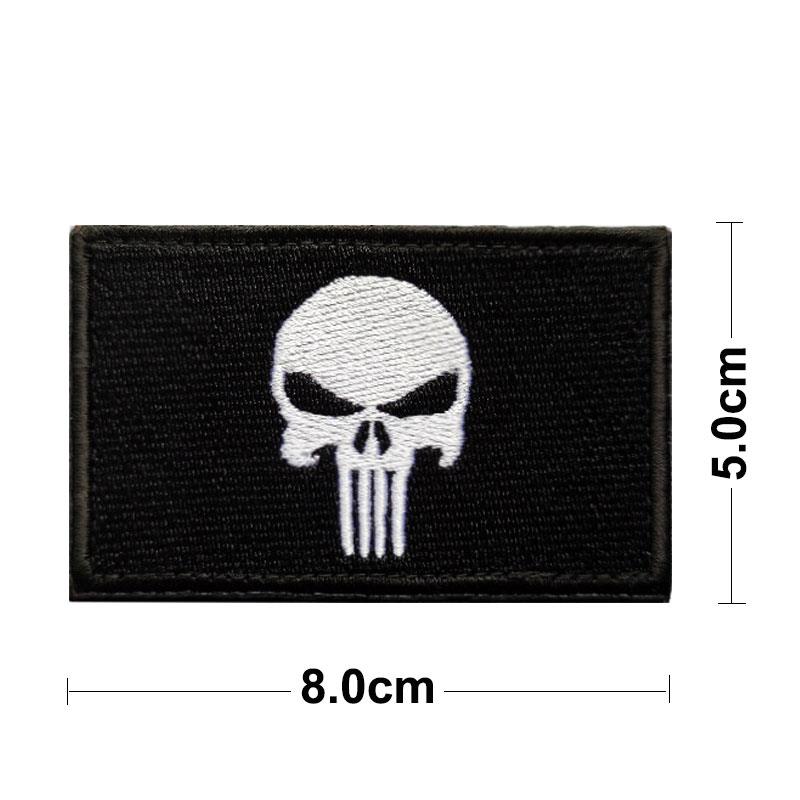 Embroidered Hook and Loop Patches Punisher Skull Armbands Ta