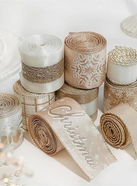 Champagne Christmas Ribbon, for Gift Box Bow Making丝带