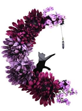 Gothic Wreath Decoration Artificial Moon Cat Garland Hallowe