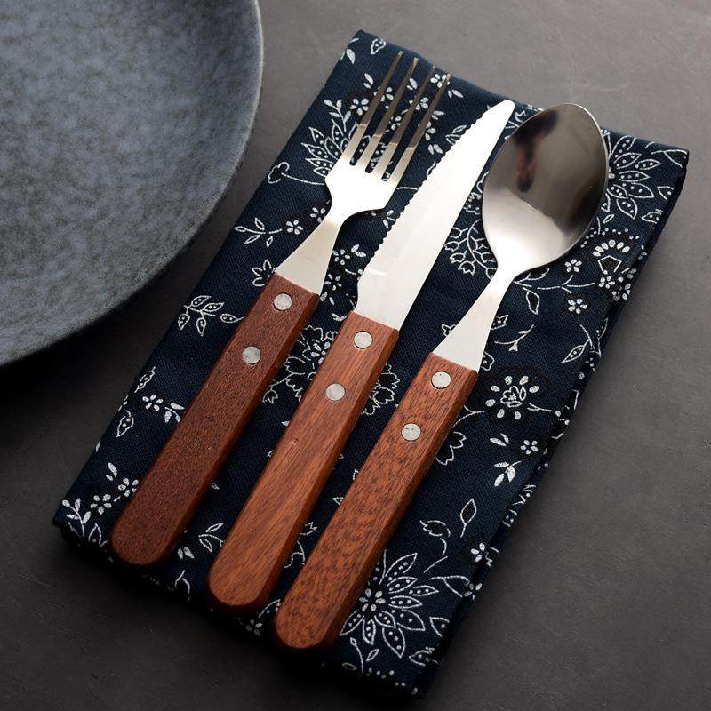 Premium Solid Wood Handle Stainless Steel Cutlery Set
