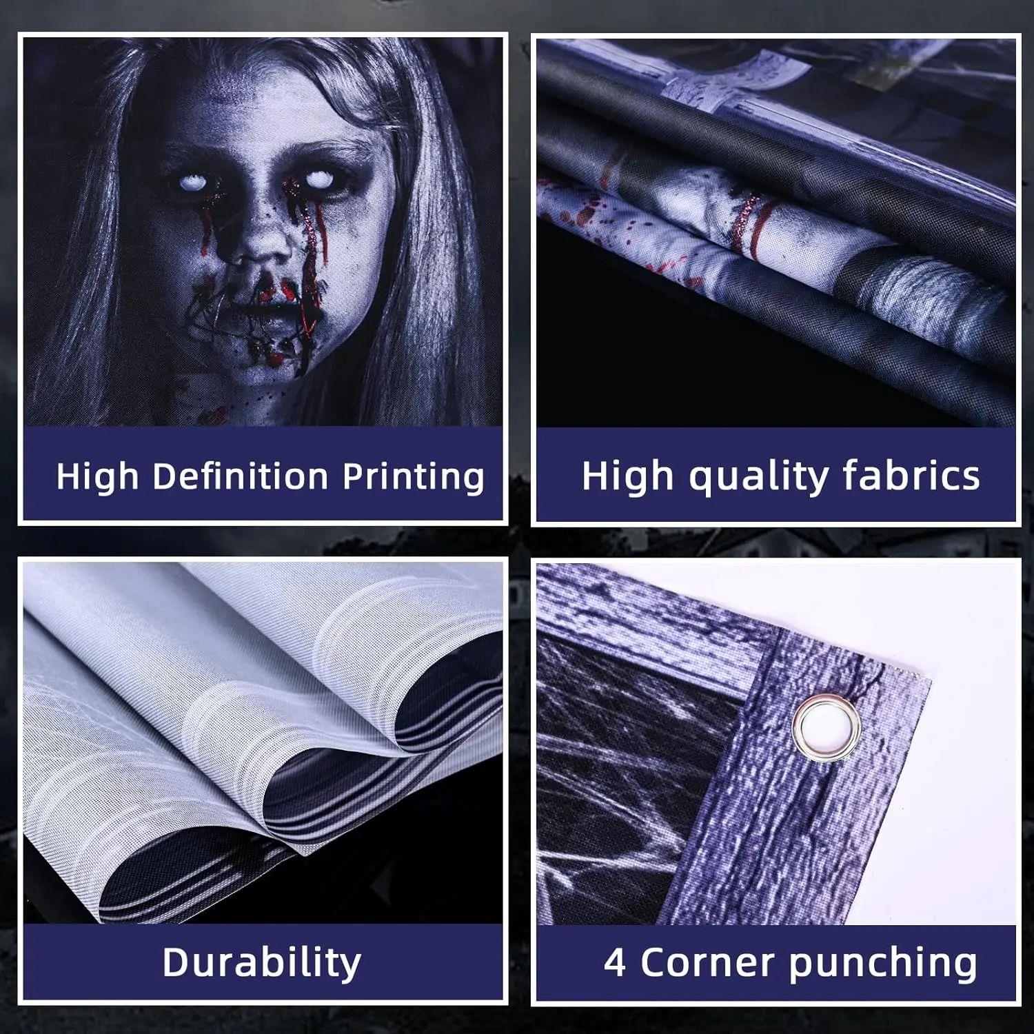 2 Pack Halloween Ghost Curtain Decorations - Female Ghost Wi