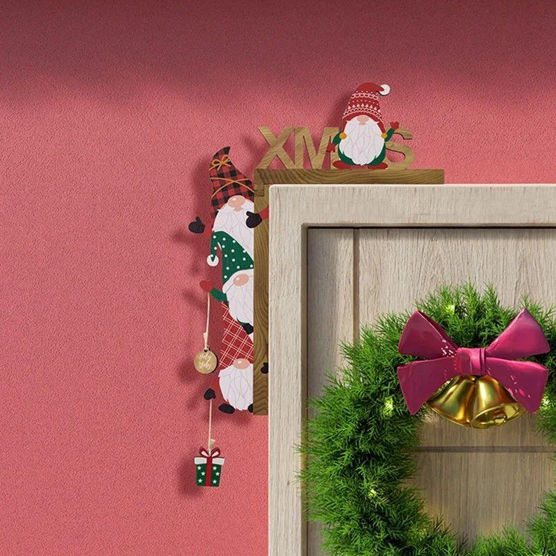 1PC DIY Wooden Door Frame Ornament Christmas Door Corner Fra