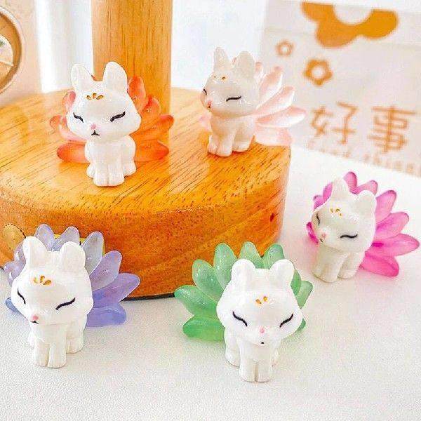 1PC Cute Mini Luminous Resin Nine Tailed Fox Ornament Glow