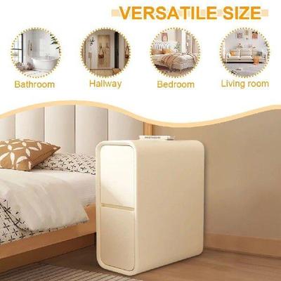 Solid Wood Narrow Nightstand with Drawers Bedside Table