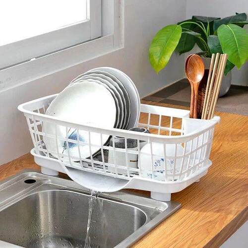 Dish Drain Basket Holder Bowl Dish Organizer Rack Kitchen