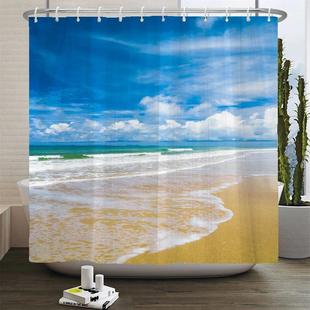 Shower Curtains Sea Mediterranean Scenery Ocean Bat Beach
