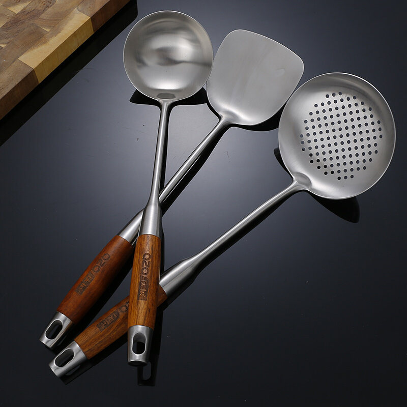 庆展304不锈钢锅铲炒菜铲子厨房家用炒菜勺子家用产子厨具套装