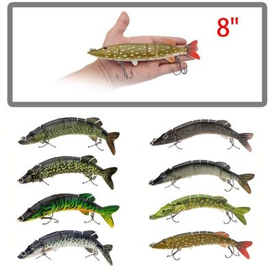 LIXADA 20cm 66g Lifelike Muskie Fishing Lure 8-segement Swim