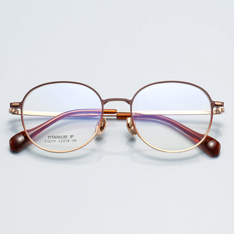 金色圆框复古纯钛男女通用款时尚