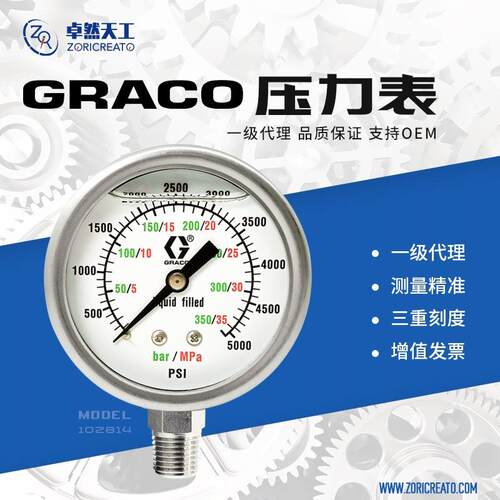 固瑞克GRACO不锈钢充油耐震压力表轴向径向高精度高压涂料油漆
