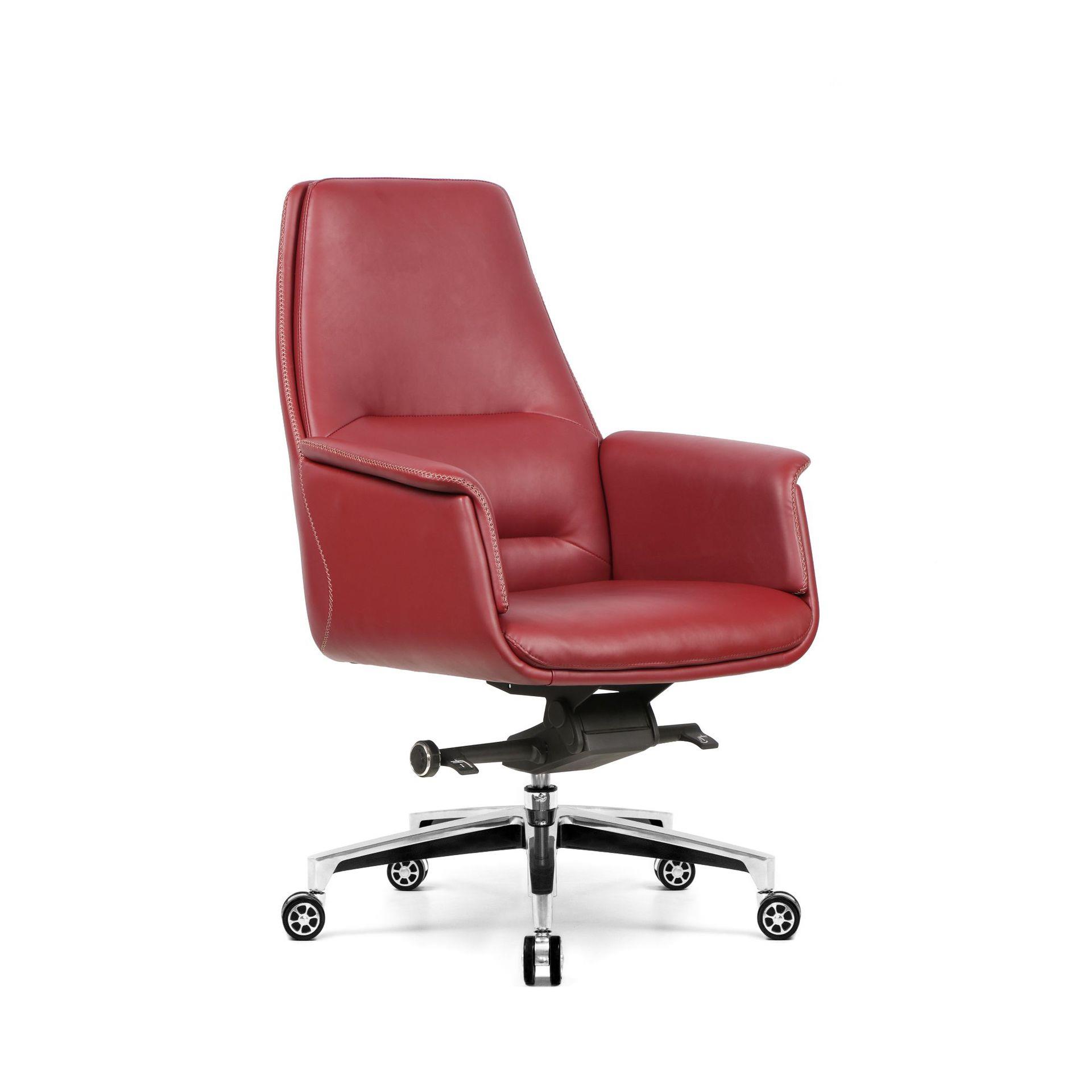 现代简约红DL946A色旋转书公椅 家用房护腰皮人质可升办降体工学