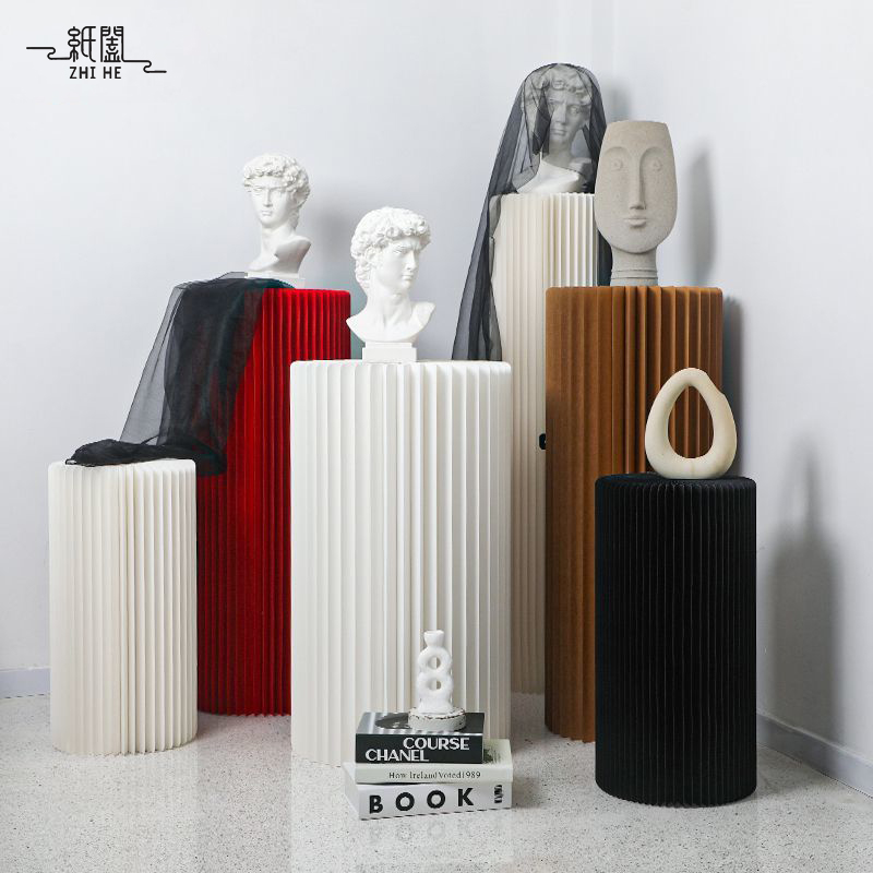 风琴纸圆柱展台高低底座