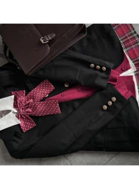 jk正版西装秋冬学院风班服黑色三粒扣西服格裙套装女收腰